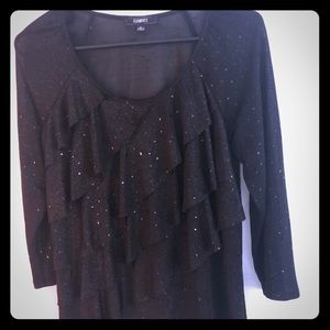 Elementz black glitter blouse size Med